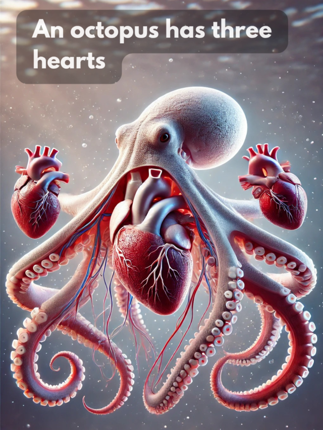 An octopus has three hearts